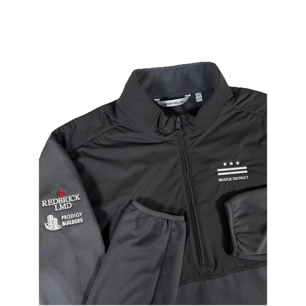 Peter Millar Gray‎ Black Vail Half Zip Pullover Jacket Mens Size Lg NWOT Golf